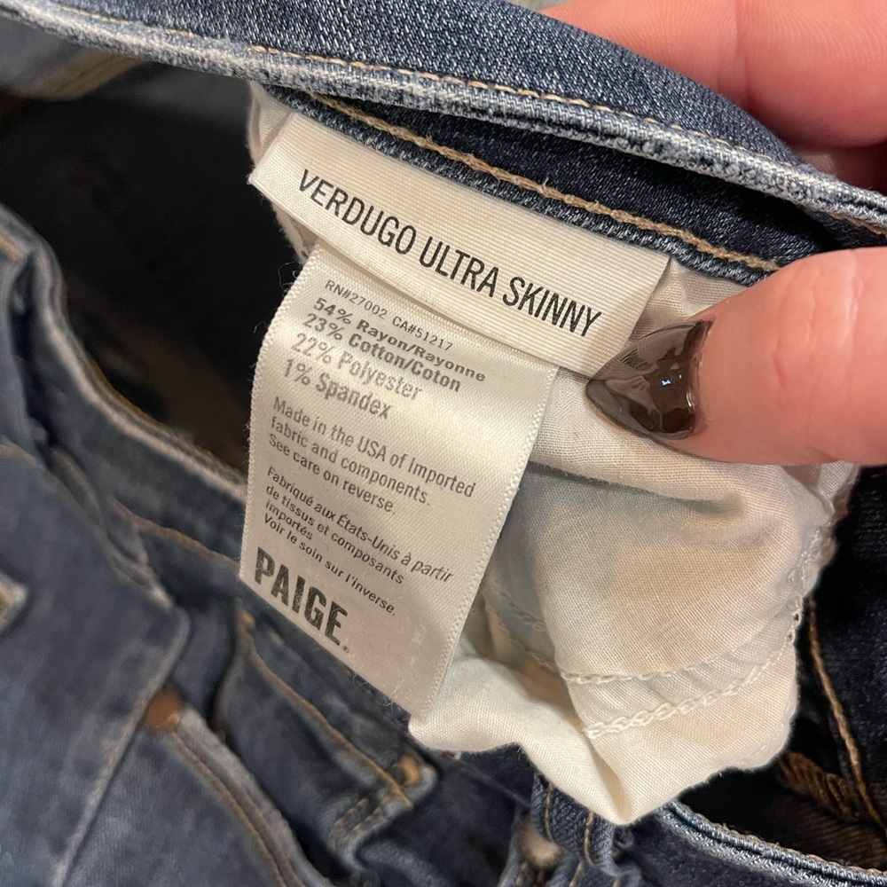 PAIGE Dark Blue Distressed Verdugo Ultra Skinny Jeans - Picture 4 of 6